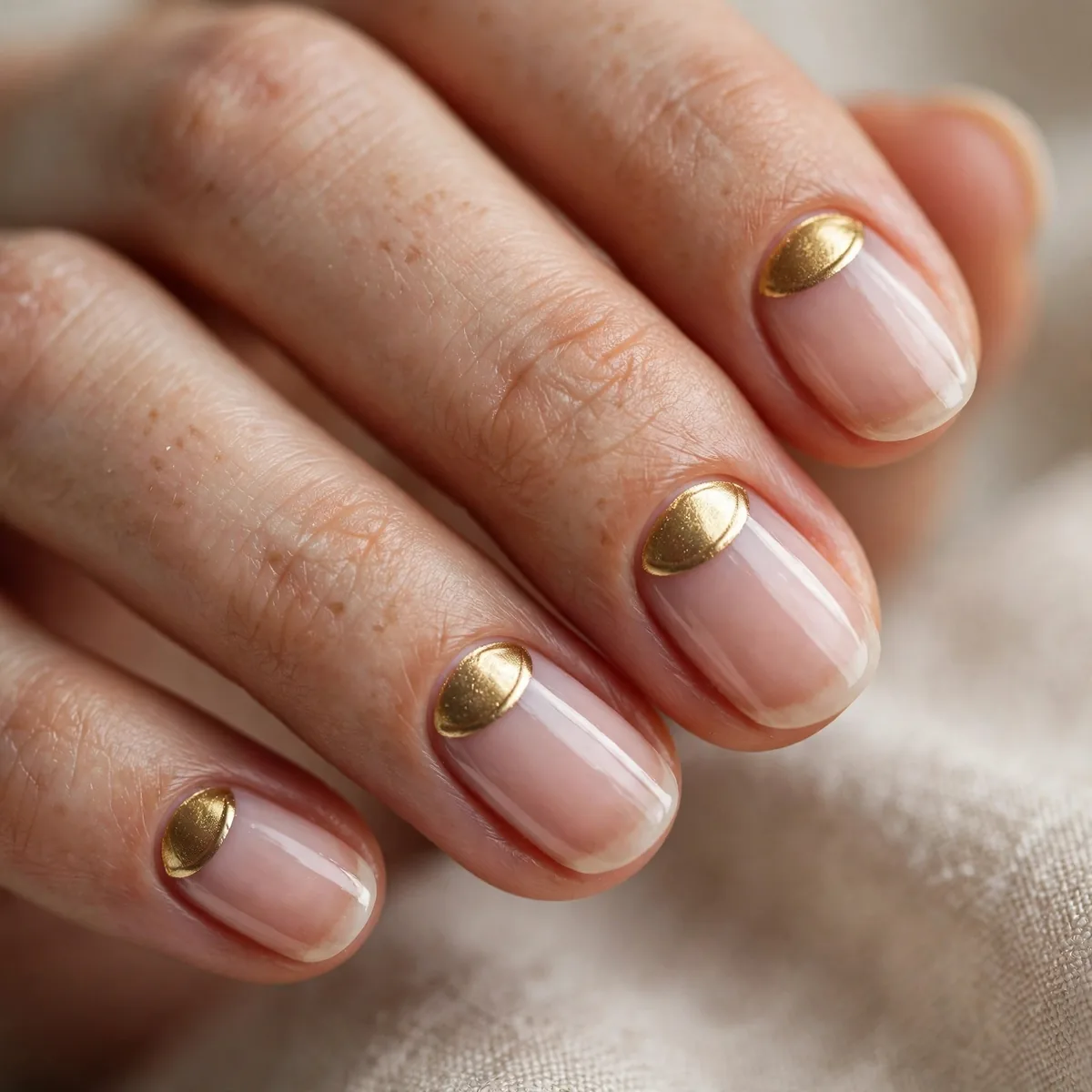 Gold half moon nail design