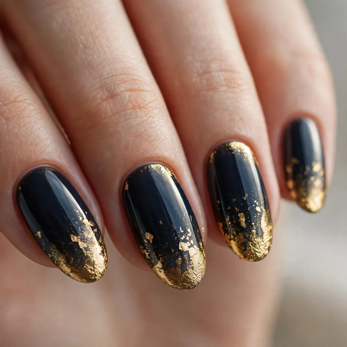 Gold foil fading on dark nails