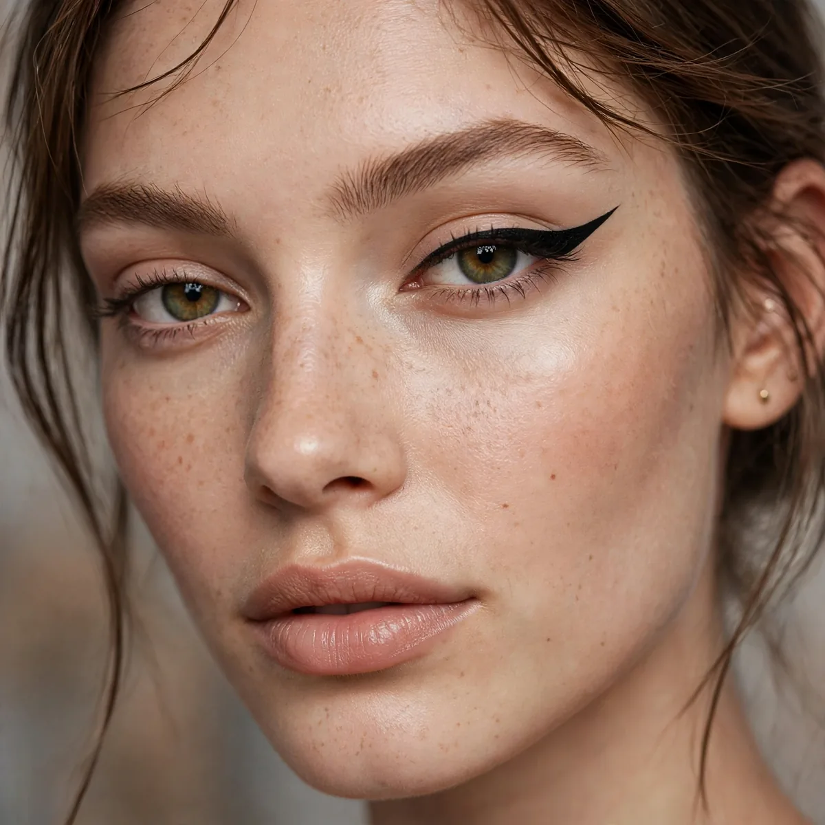 Asymmetric graphic eyeliner design