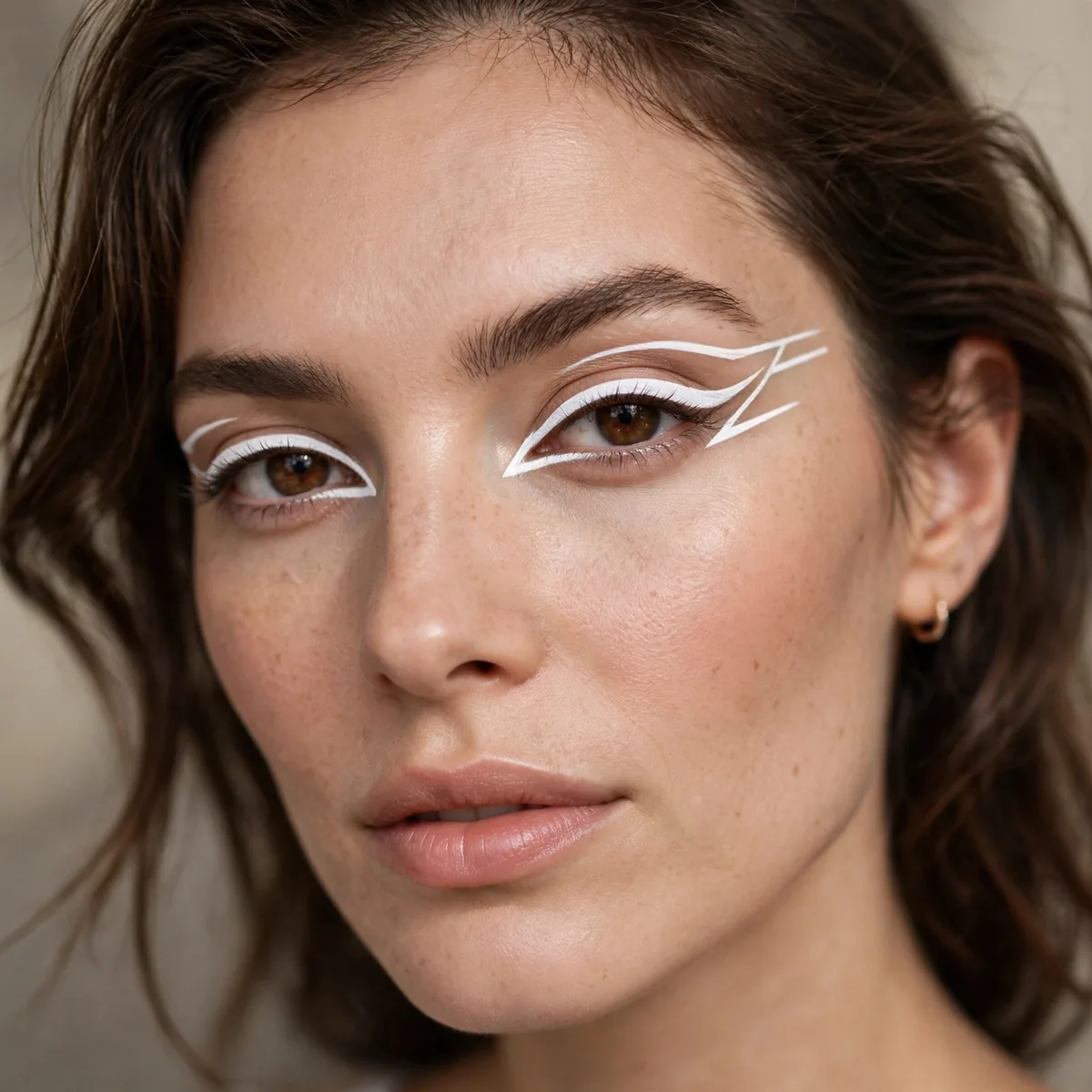 White graphic eyeliner look
