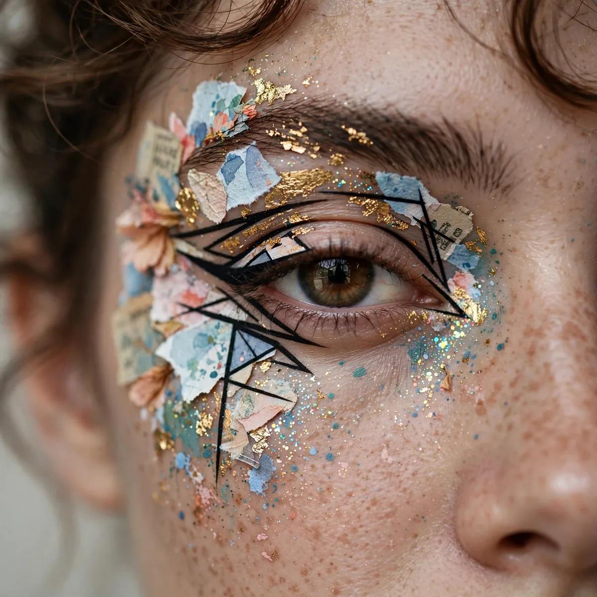 Mixed media graphic eye makeup