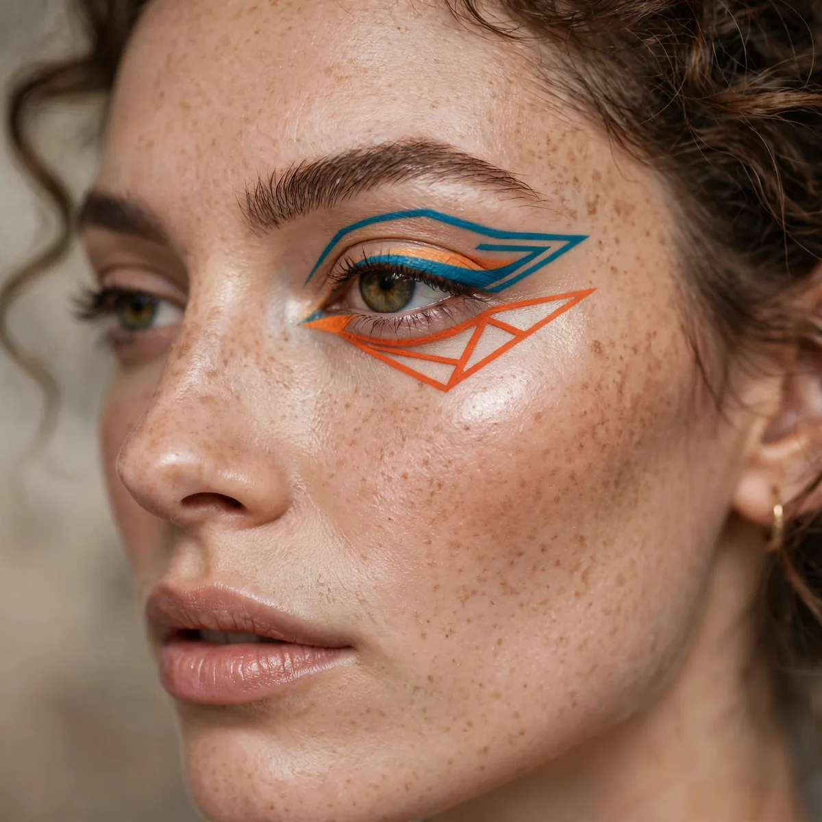 Colored graphic eyeliner look