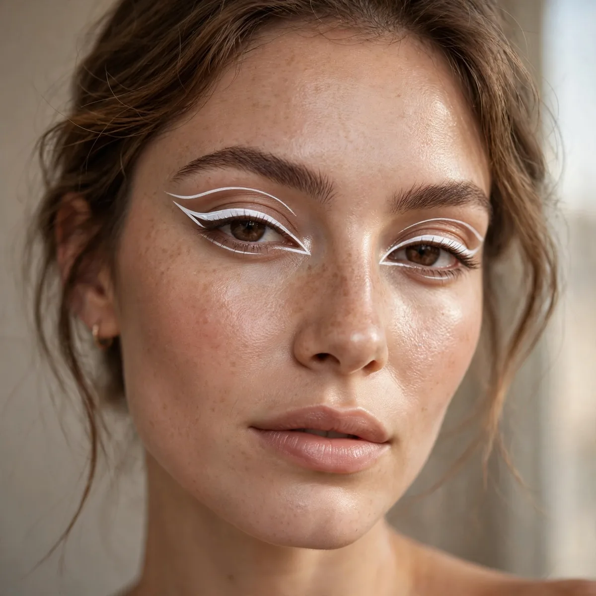White graphic eyeliner look