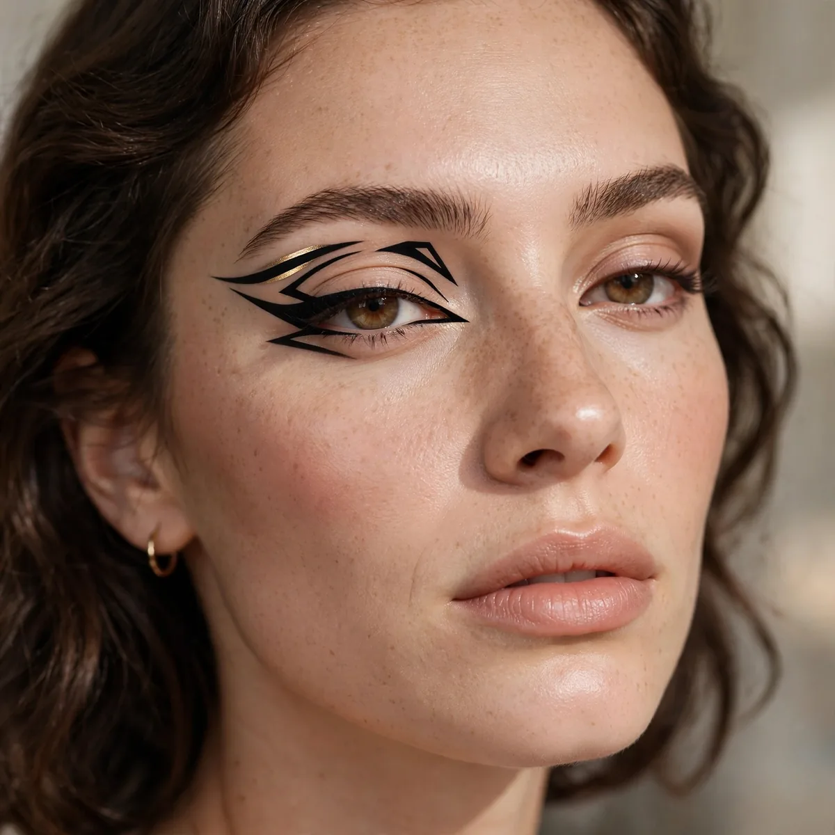 Asymmetric graphic liner look