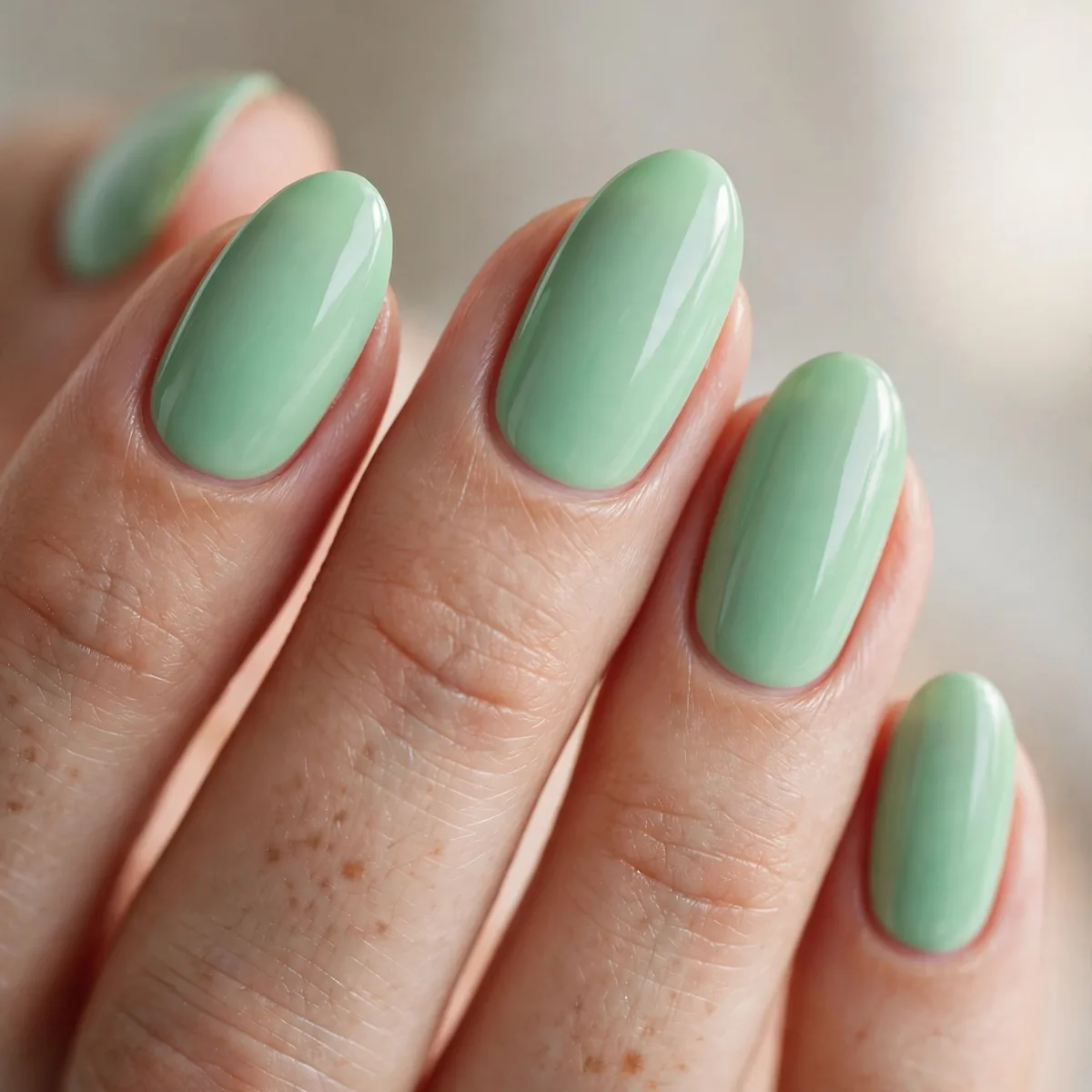 Mint green nail polish