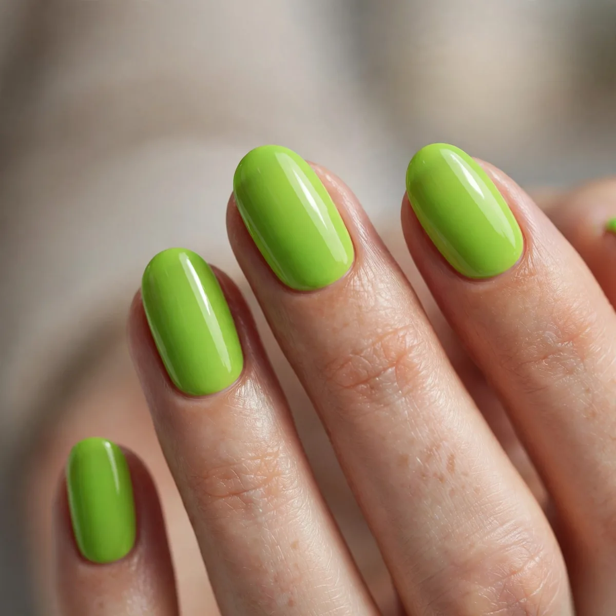 Bright lime green nails
