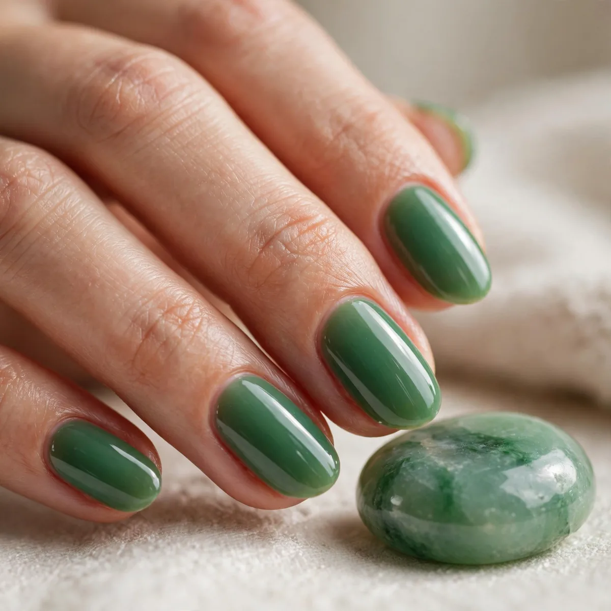 Jade green nail polish