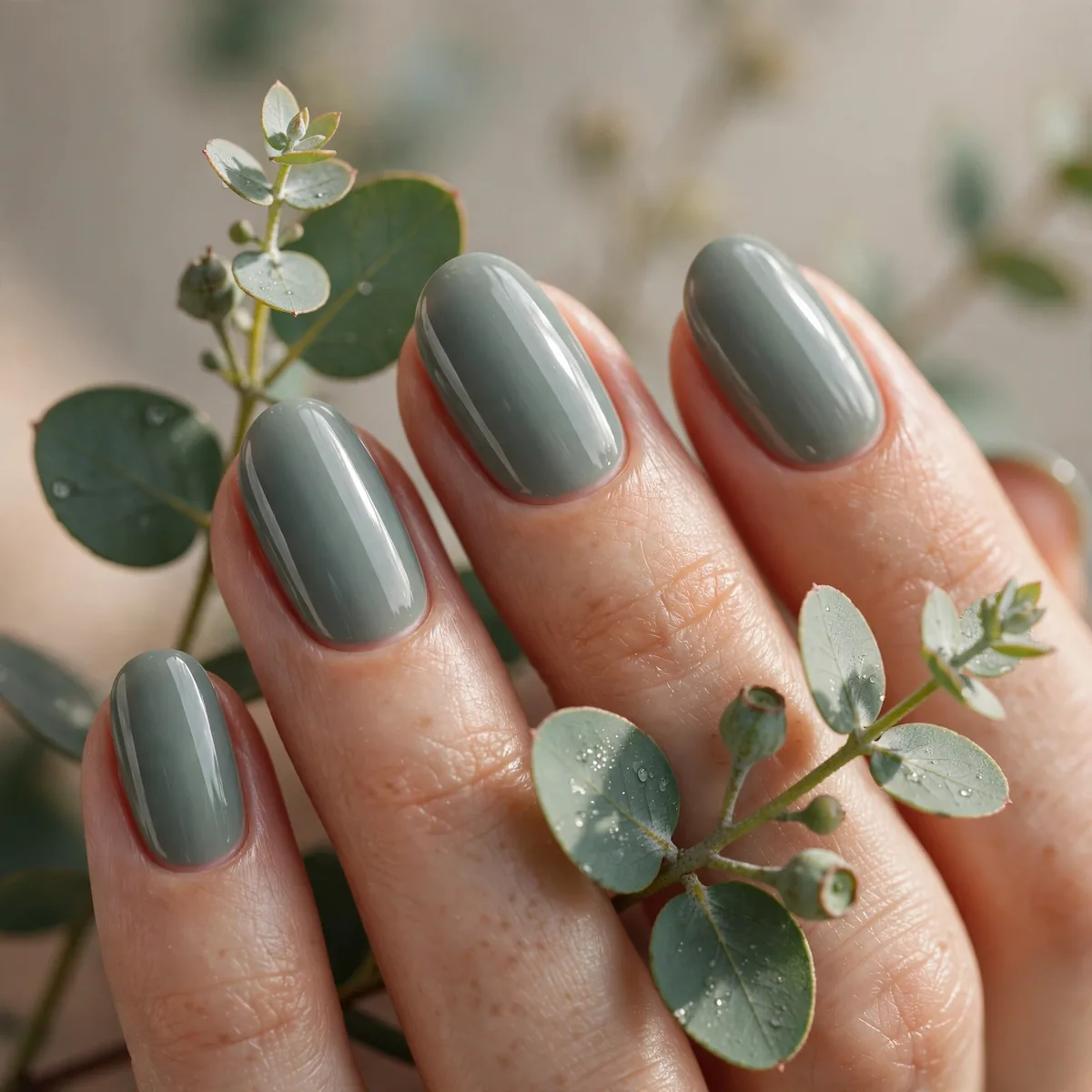 Eucalyptus gray green nails