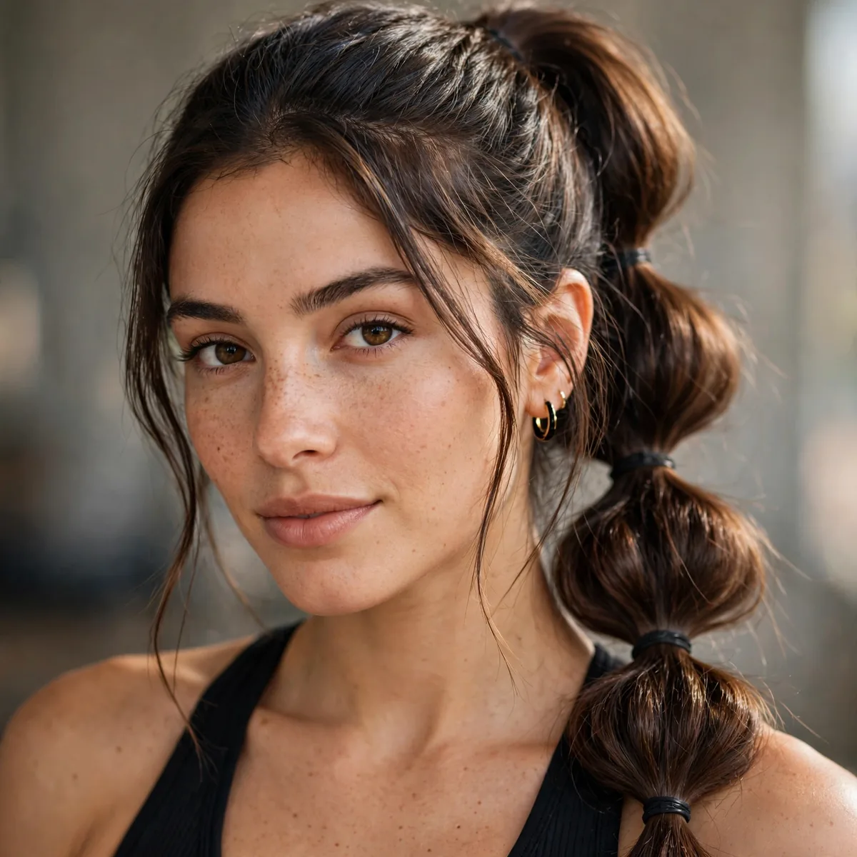 Bubble braid ponytail for gym
