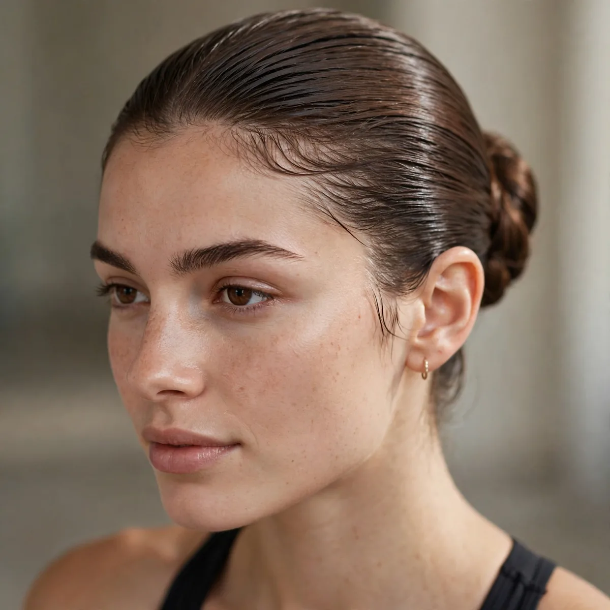 Slicked-back bun for gym