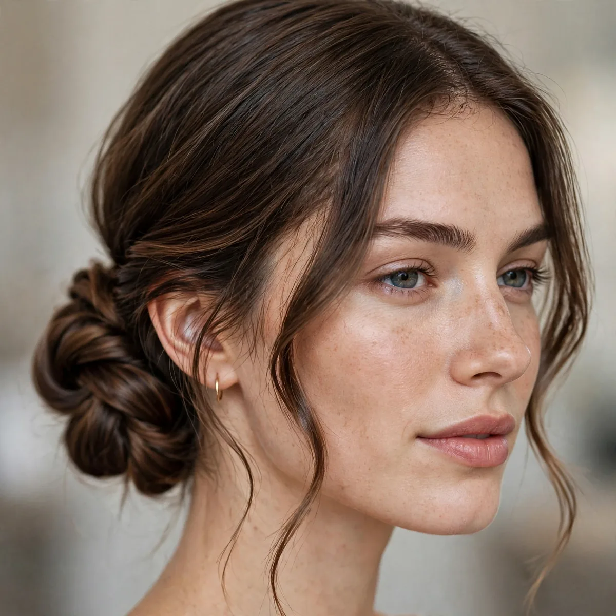 Twisted low bun hairstyle