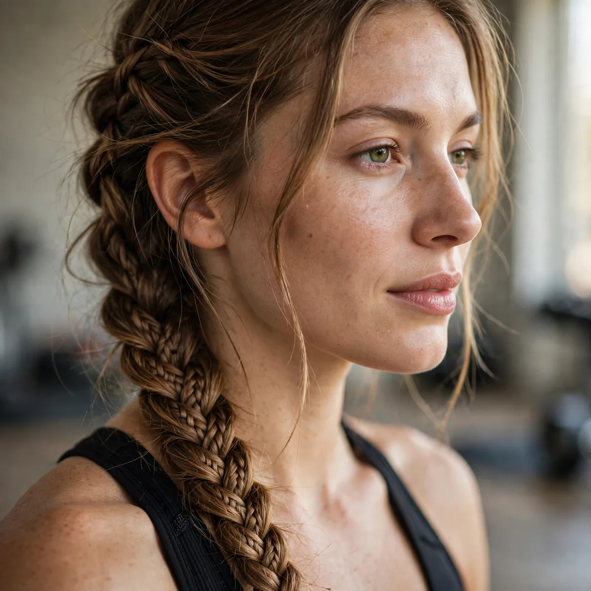 Side fishtail braid for gym