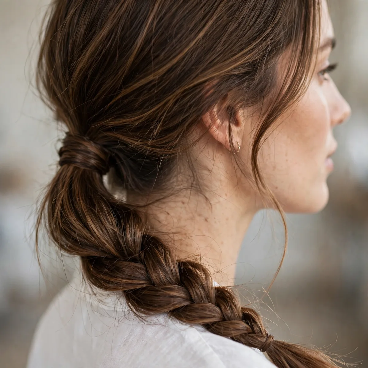 Low ponytail with braided tail