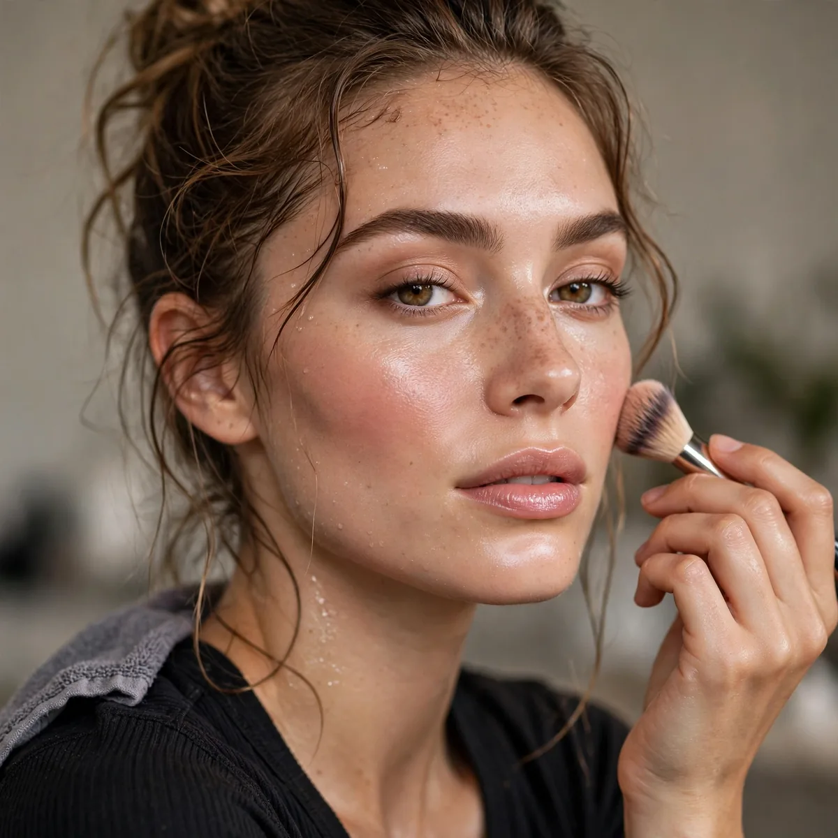 Quick post workout makeup refresh
