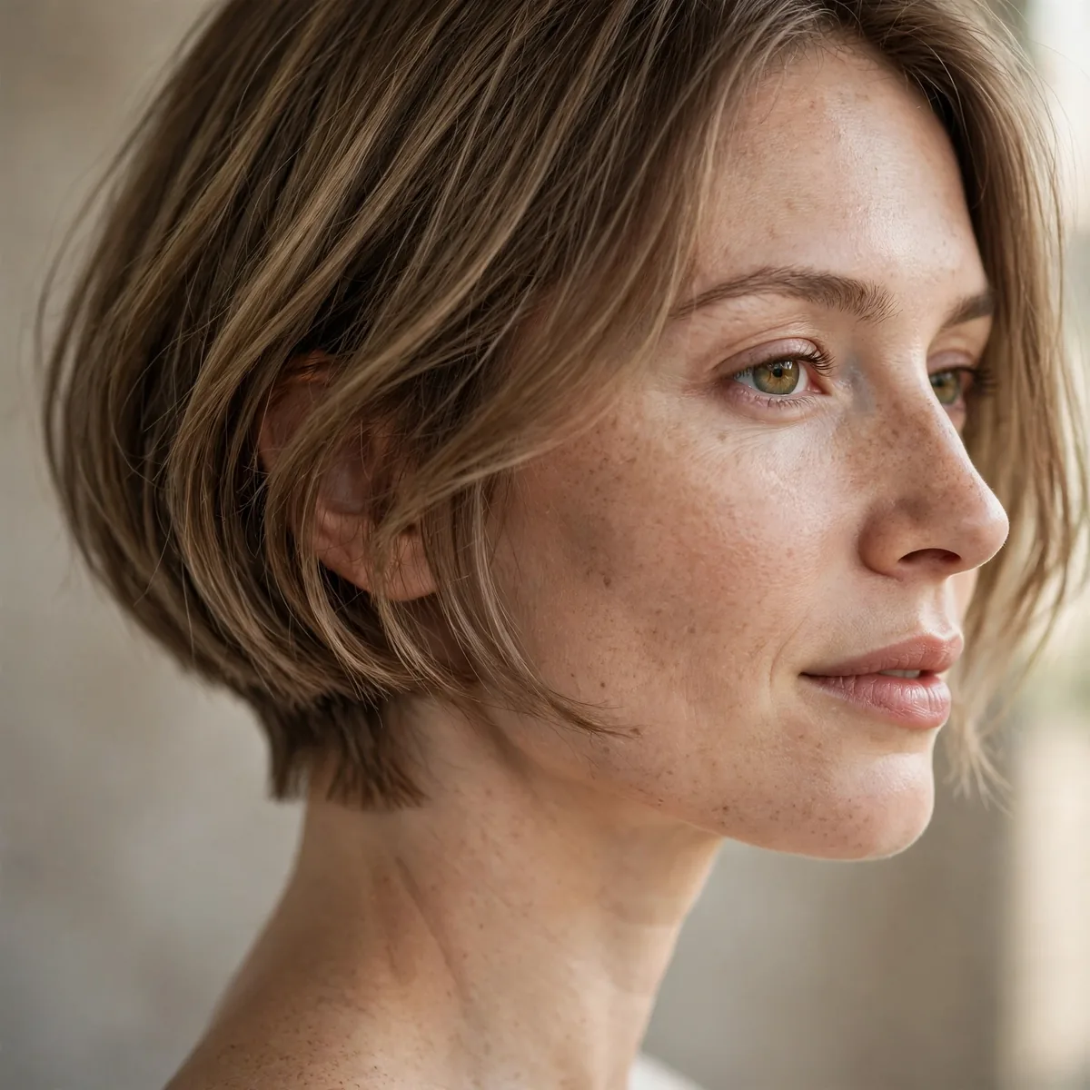 Bob haircut with soft hidden undercut for thin hair