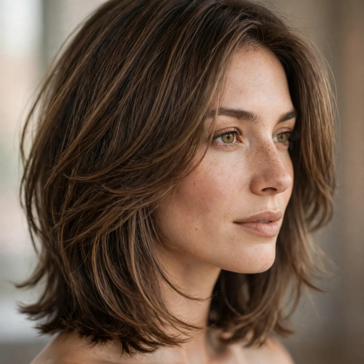 Shoulder length haircut with soft layers