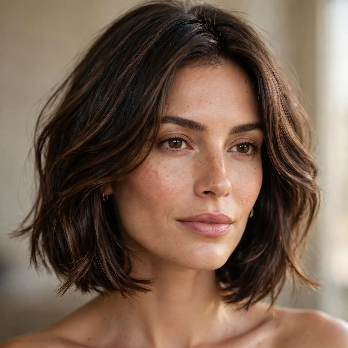 Italian bob haircut on medium length hair
