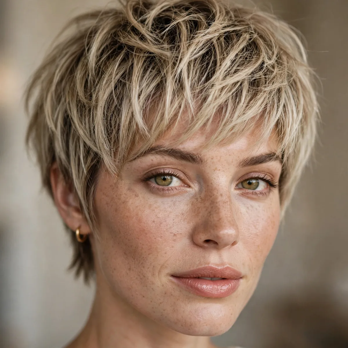 Piecey pixie bob haircut with textured layers for fine hair