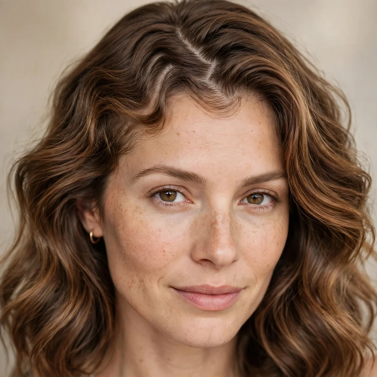 Zigzag hair part with soft waves disguising thinning at the temples