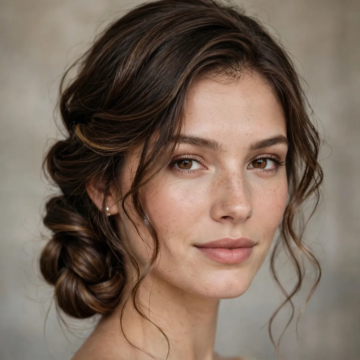 Low twisted half-up prom hairstyle