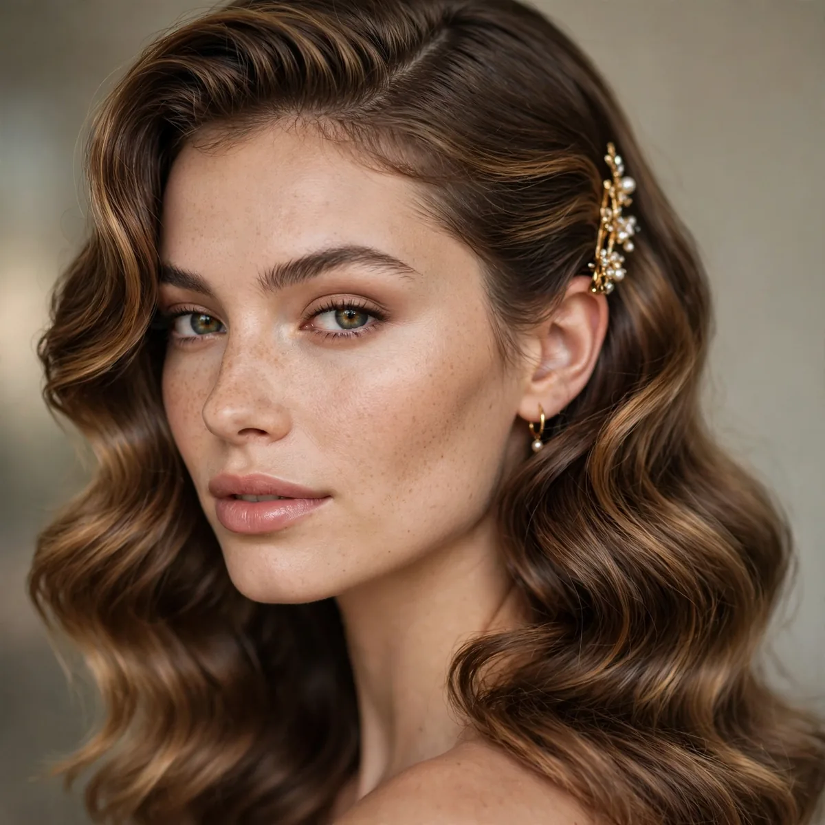 Glamorous waves with one side pinned back
