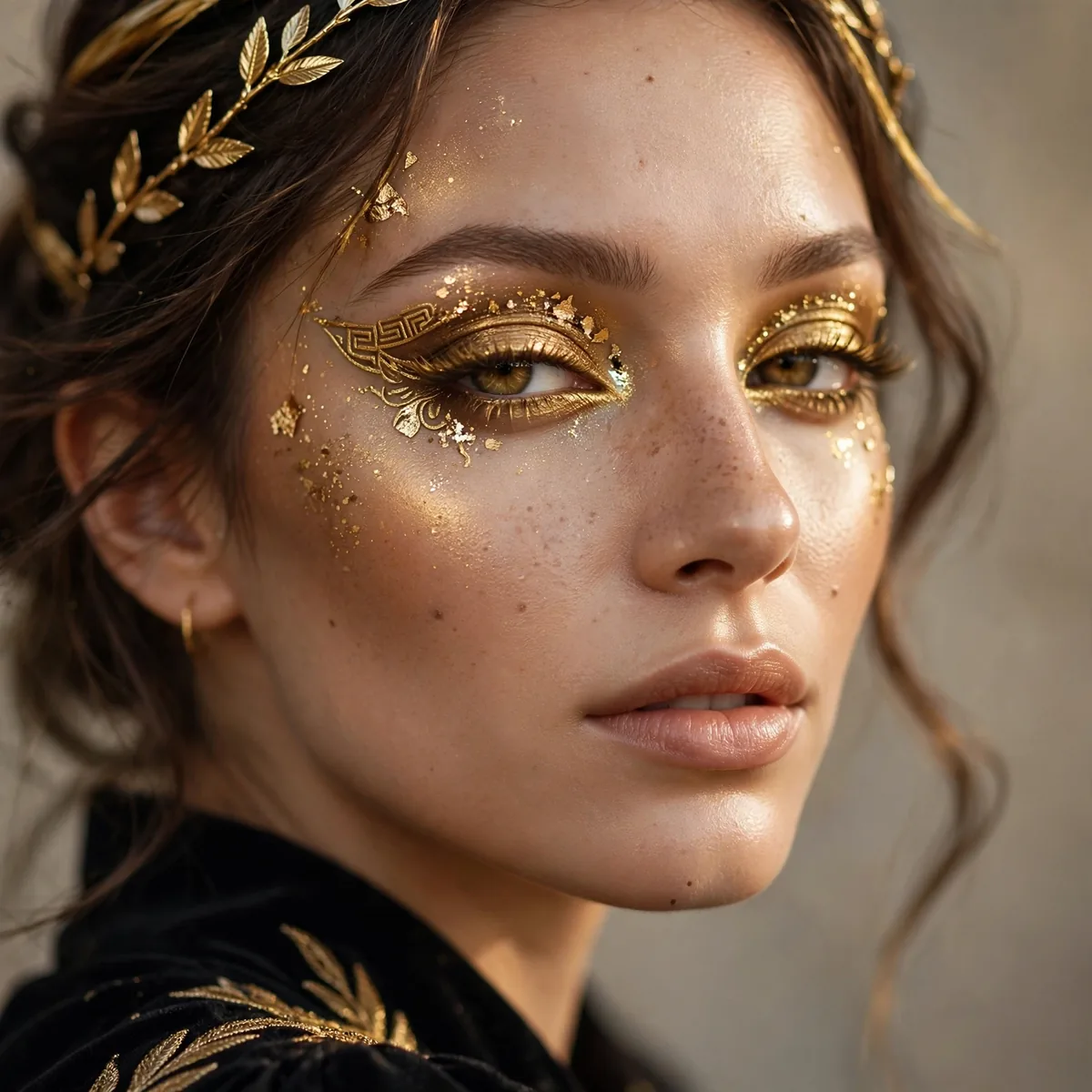 Golden goddess Halloween makeup