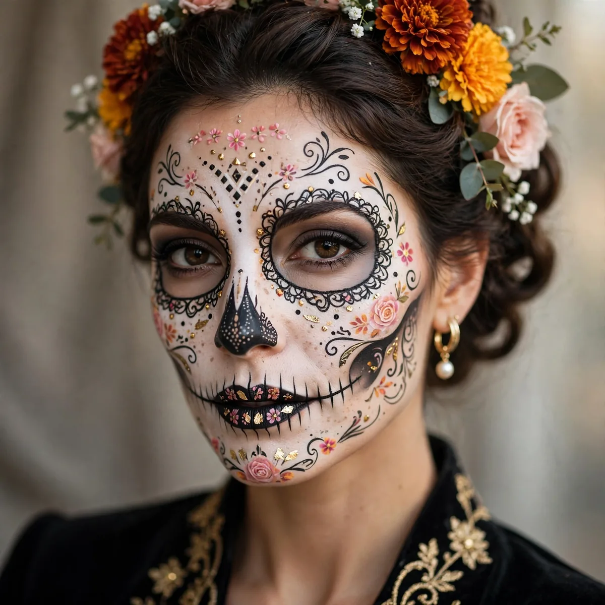 Elegant sugar skull makeup