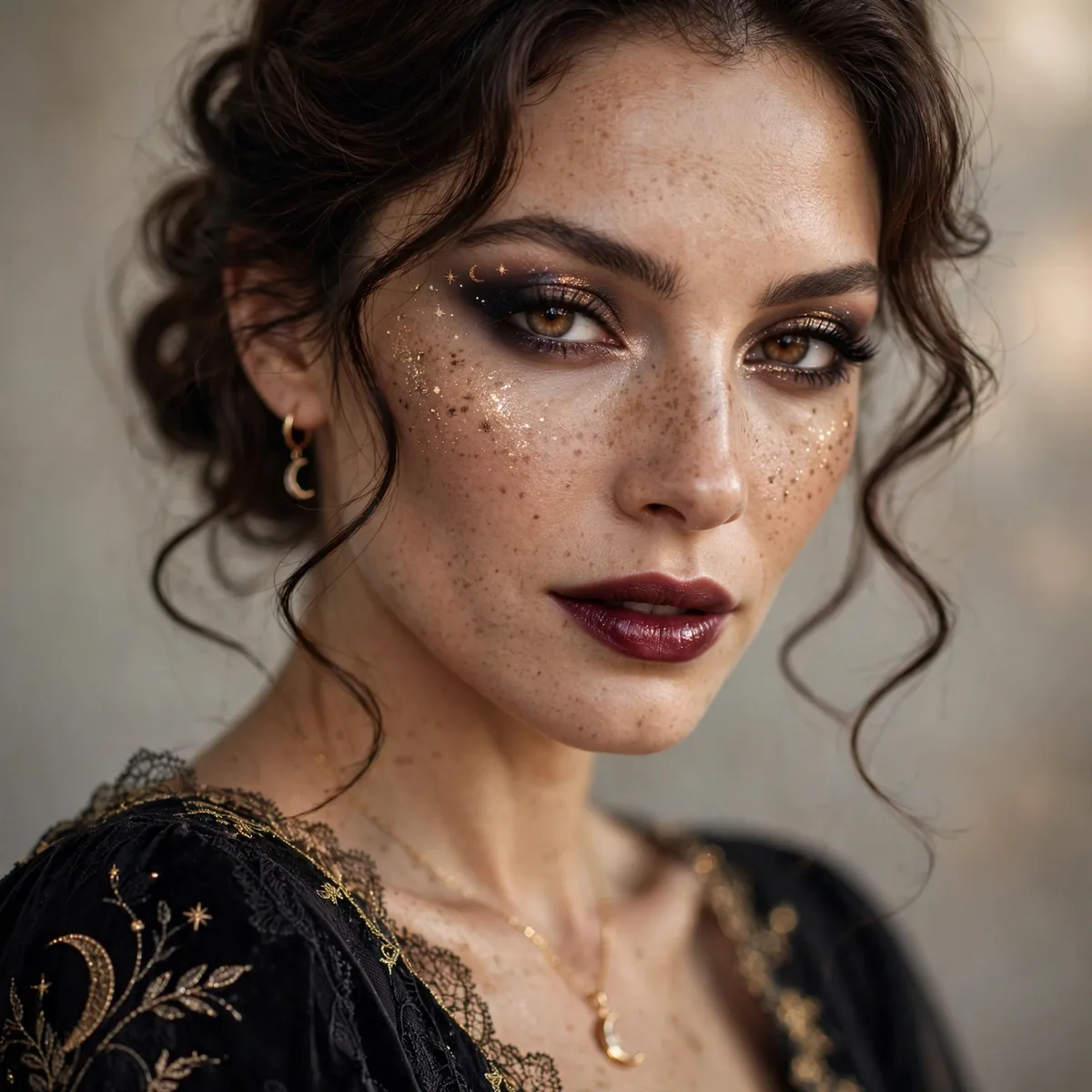 Elegant witch Halloween makeup