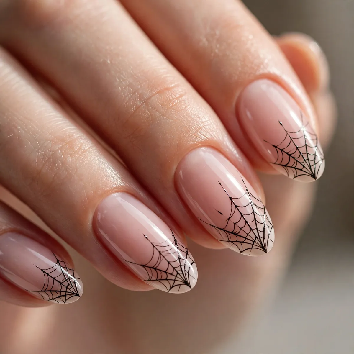 Delicate spiderweb nail art