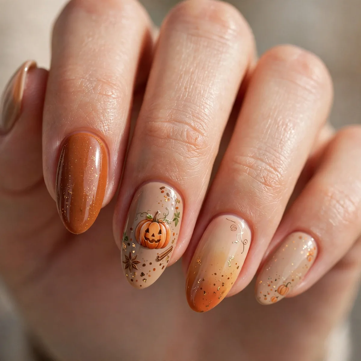 Pumpkin nail art halloween accent
