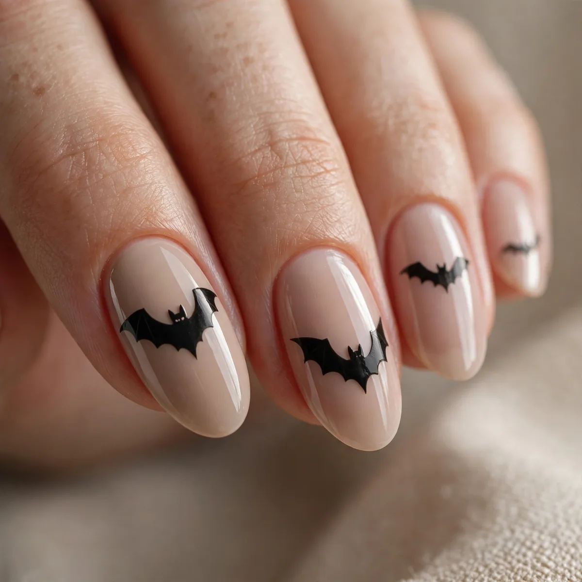Bat silhouette nail art halloween