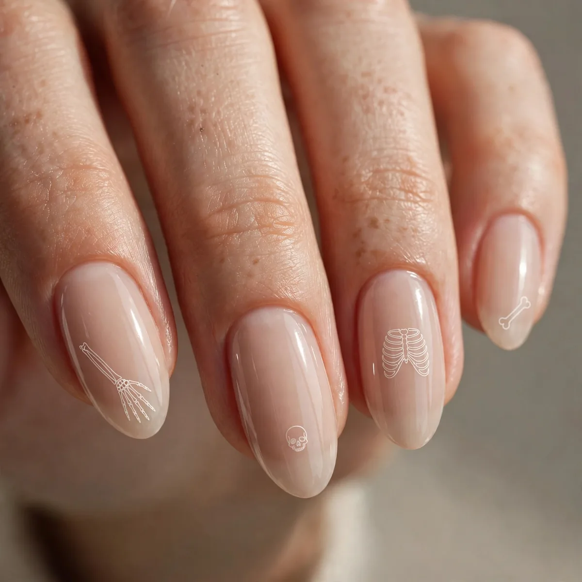 Minimal skeleton nail art