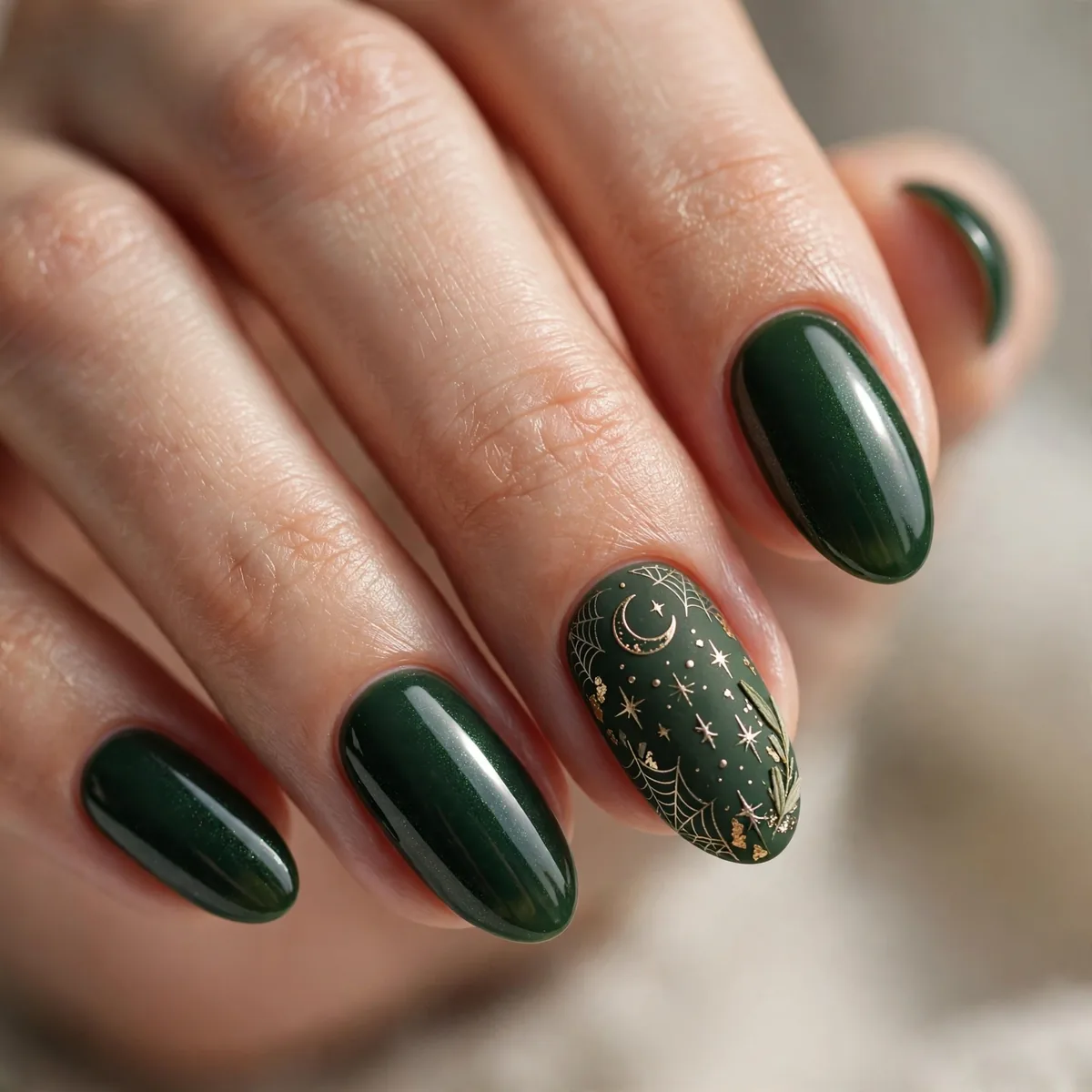 Witchy green halloween nail accent