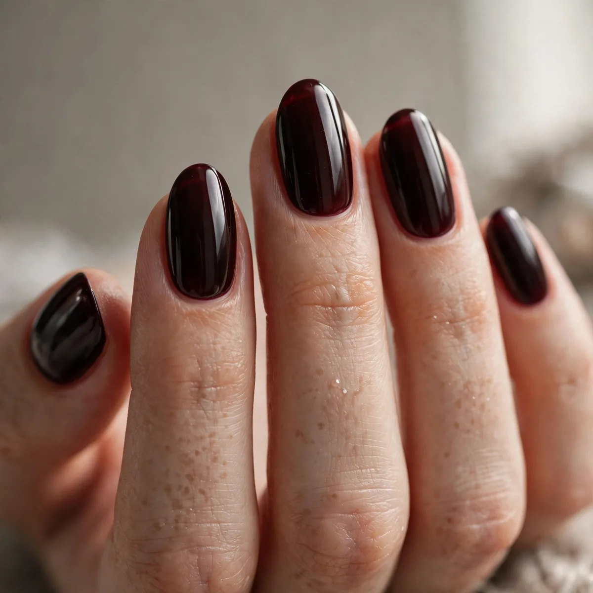 Black cherry glossy halloween nails