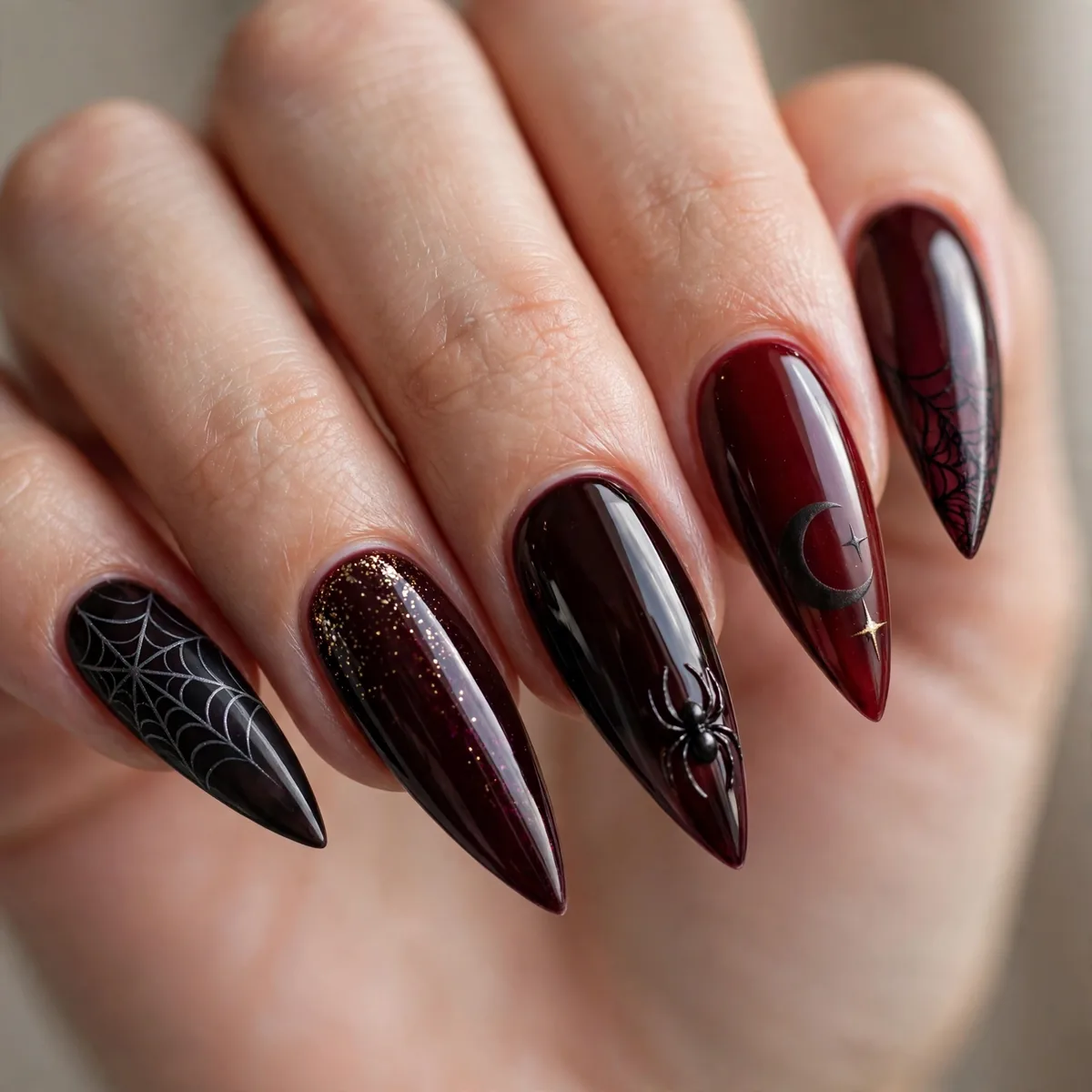 Vampy stiletto halloween nails