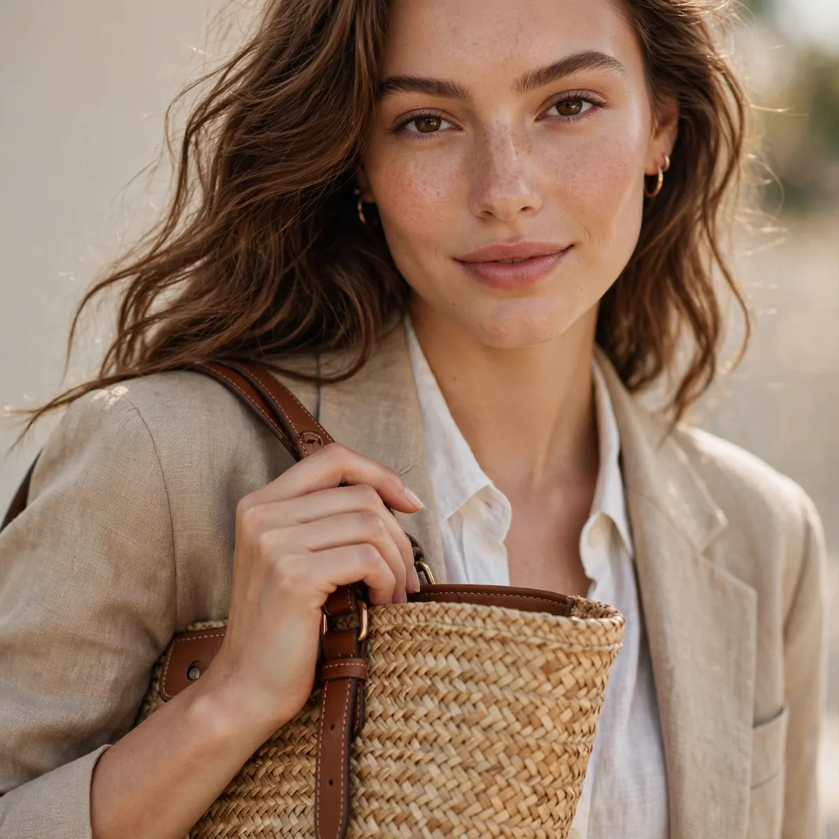 Straw tote bag for summer