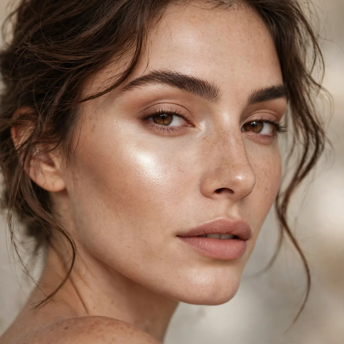 Highlighter on high cheekbones