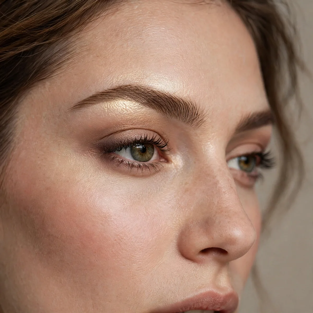 Highlighter on brow bone