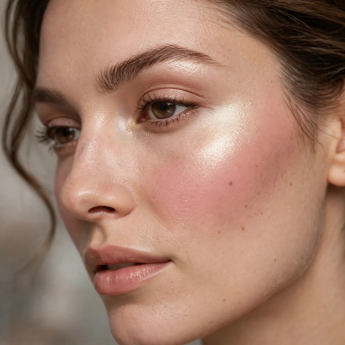 Highlighter above blush placement