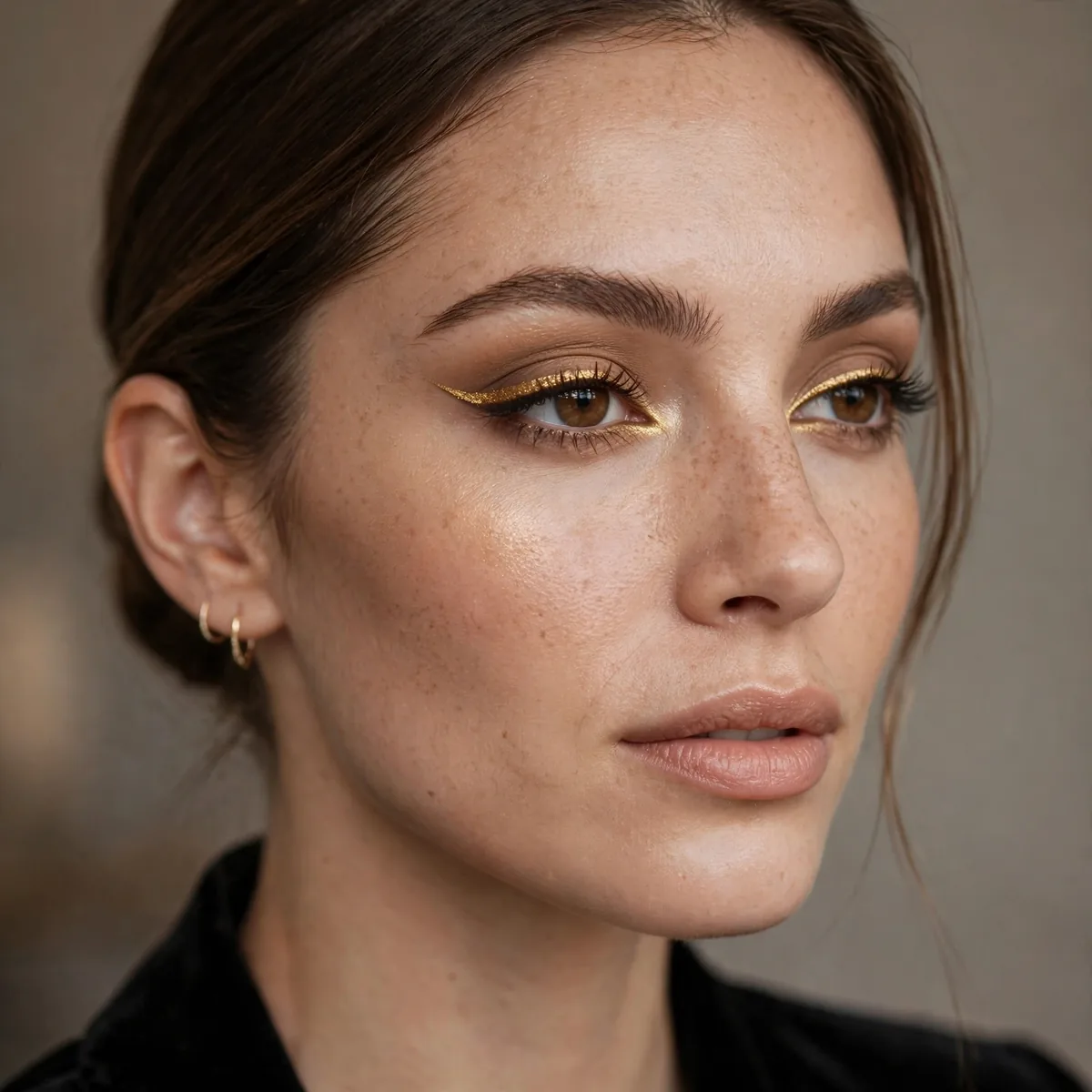 Gold eyeliner holiday makeup