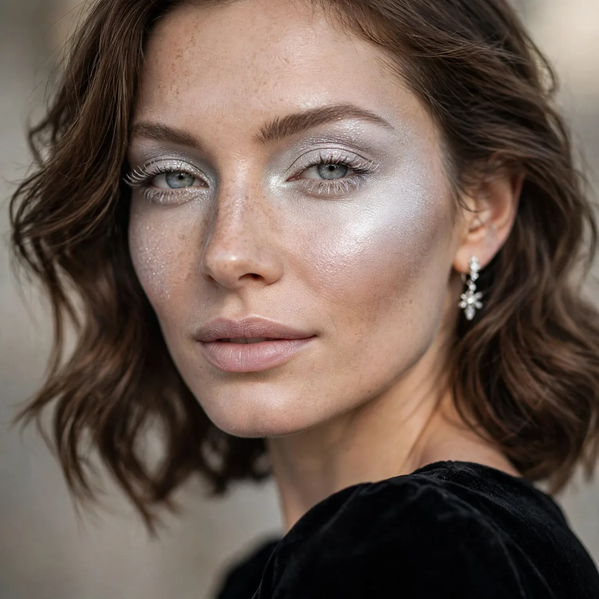 Frosty highlight holiday makeup