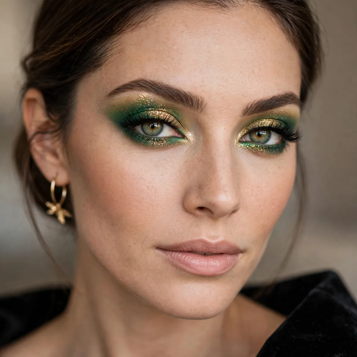 Green and gold eyeshadow holiday