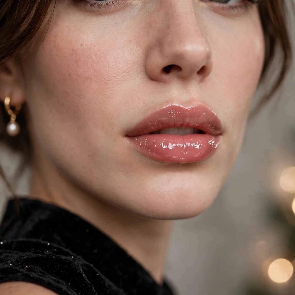 Glossy lips holiday party