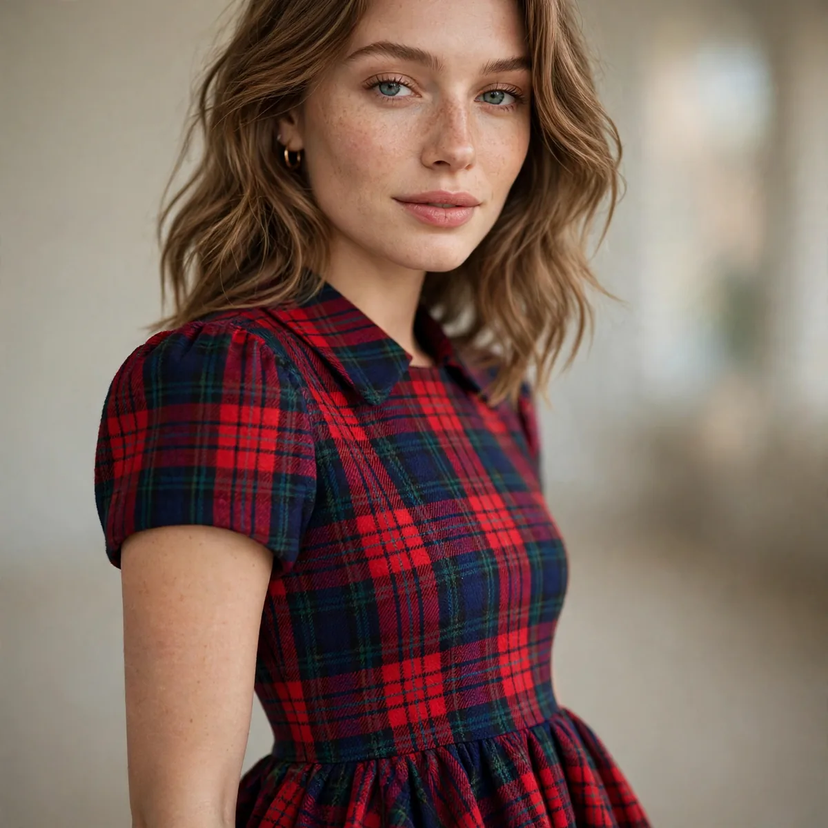 Tartan plaid fit and flare dress