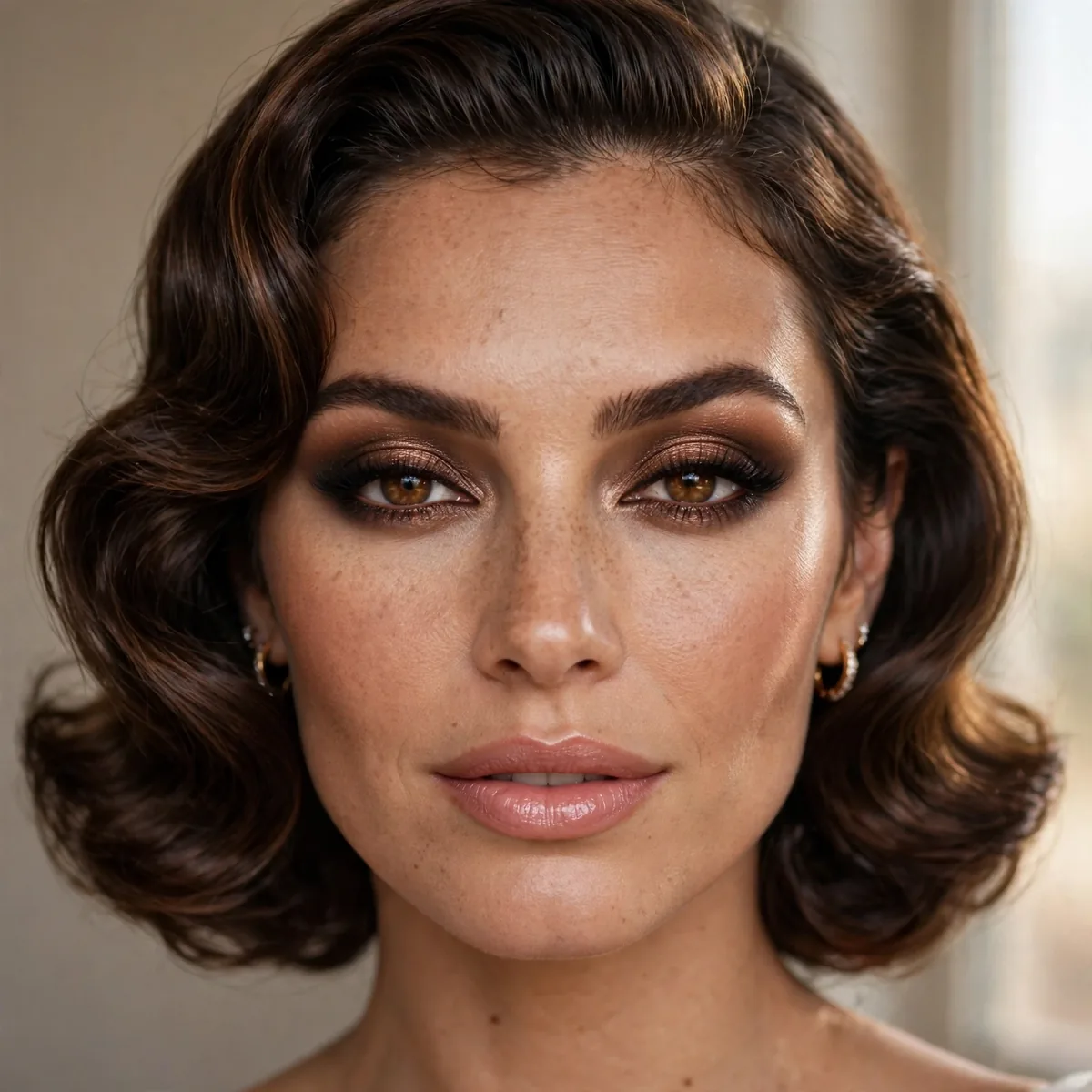 Smoky bronze eyeshadow in Hollywood glam style