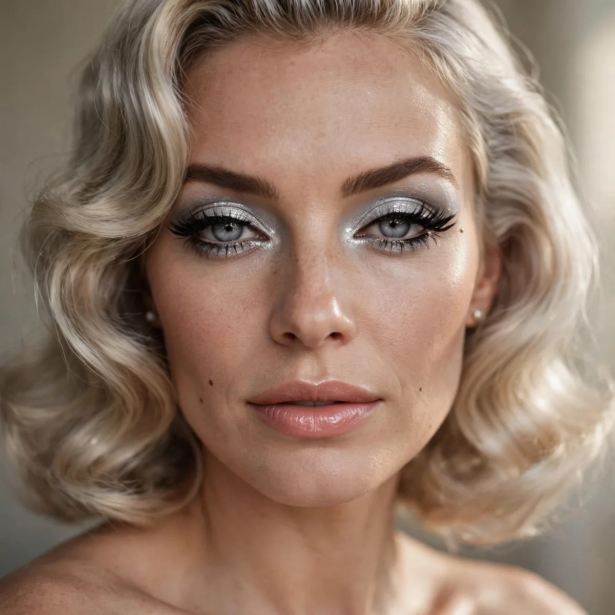 Silver eyeshadow silver screen Hollywood glam look