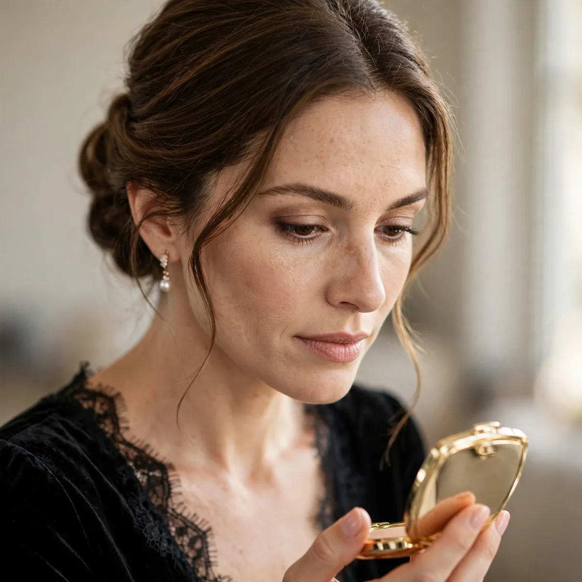 Checking makeup for photos