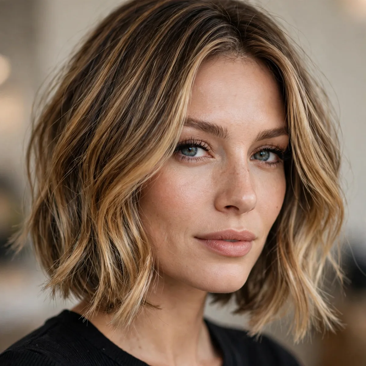 Honey balayage on a bob haircut