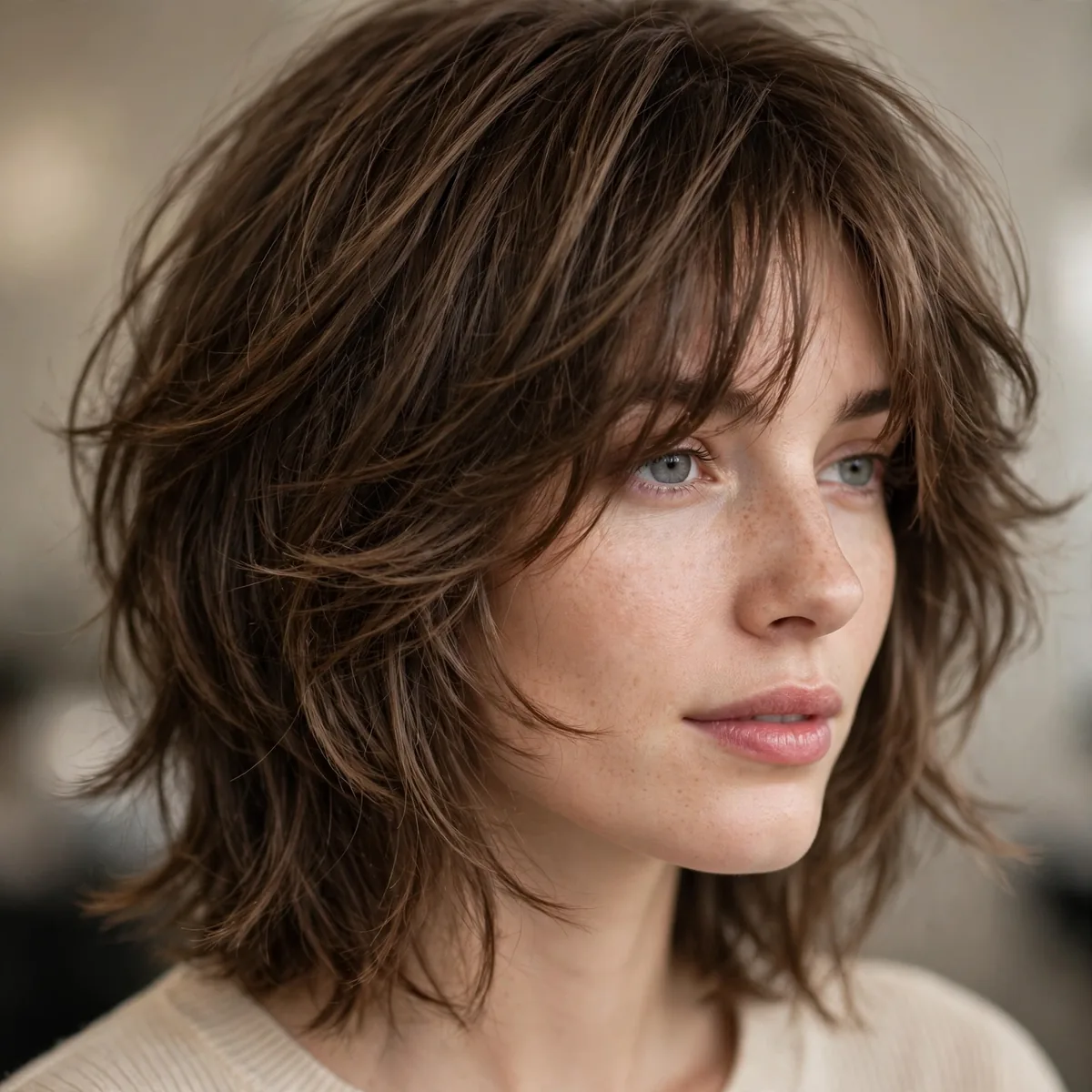 Hush haircut with weight removed from thick hair