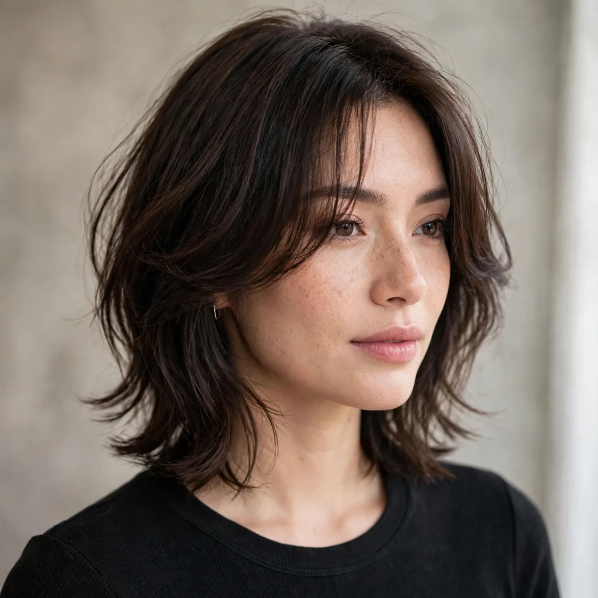 Medium-length hush haircut